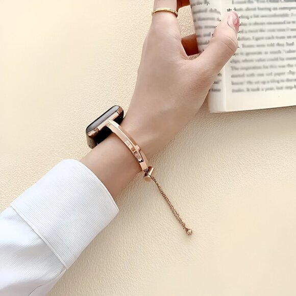 NEW Luxury Adjustable Steel Bracelet band For Apple Watch - Rosegold - Picture 2 of 10